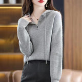 Women Knitwear Fall Winter Hooded Knitwear Loose Sweater