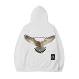 Men Hoodie Hip Hop Retro White Pigeon Printed Sweater