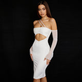Women Dresses Bandage Dress Sexy Oblique Shoulder Backless Banquet Party Skirt (Ont0408)