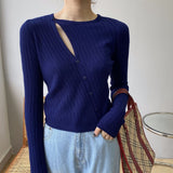 Women Cardigan Sweater Sexy Retro Fork Cardigan Autumn Sweater 8t8130