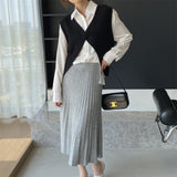 Women Knitted Skirt Autumn and Winter Knitting Skirt Pleated Skirt Loose