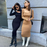 Women Dresses Turtleneck Woolen Hollow Dress Long Dress