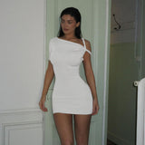 Women Dresses Summer Short Sleeve Solid Color Slim Fit Sexy Sheath Dress (Bla0420)