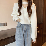 Women Knitwear Autumn and Winter V-neck Knitwear Slim Fit Sweater