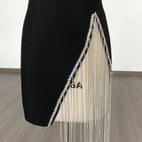 Women Evening Dress Sexy Tassel Bandage Sheath Dress