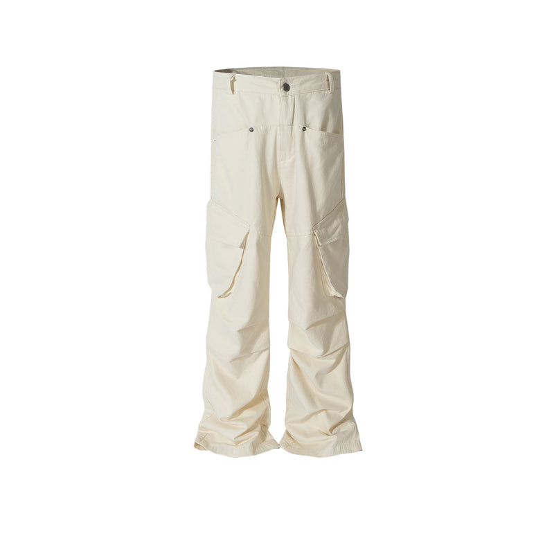 MIJKO Men's Vintage Pants MIJKO men's and women's multi-pocket slightly wide-footed casual overalls