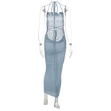 Women Dresses Summer Sexy Backless Self-Tie Dress