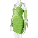 Women Dresses Dress Sexy Sling Backless Hollow Slim Dress (Bla0420)