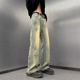 Men Jeans Straight Oversize Summer Slightly Flared Wide Leg Pants