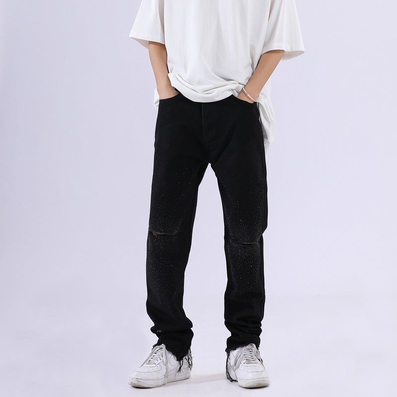 Men Jeans Ripped Black Slim Jeans
