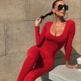 Women Jumpsuit Summer Long-Sleeve Slim Fit Hip Raise