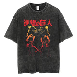 2024Japanese Anime Graphic T Shirt Black Washed T-Shirt