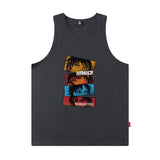 Men Vest Flame Rose Print Sleeveless T-shirt Men Oversize Hip Hop Retro Tank-Top Summer