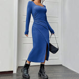 Women Dress Fall/Winter Slim Sheath Square Collar Dress