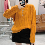 Women Knitted Pullover Autumn and Winter round Neck Pullover Retro Twist Sweater Casual Loose Knitted Top