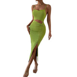 Women Dress Hollow Sheath Knitted Sexy Suspenders Dress