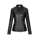 Red Leather Jacket Autumn and Winter Leather Women's PU Leather Jacket