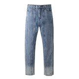 Men Jeans Washed Gradient Worn Jeans Men Loose Straight Trousers