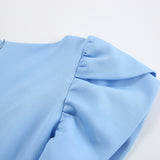 Women Dress Spring/Summer round Neck Puff Sleeve Dress Sheath Tight Dress