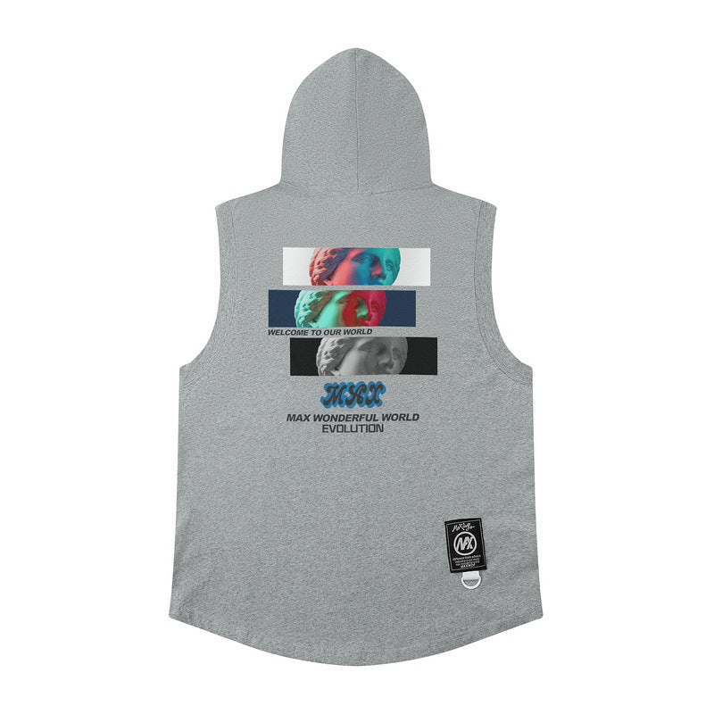 Men Vest Hooded Sweater Tank Top Sleeveless T-shirt Men and Women Couple