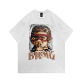 Men T Shirt Retro Cartoon Worn Looking Washed-out Short Sleeve T-shirt