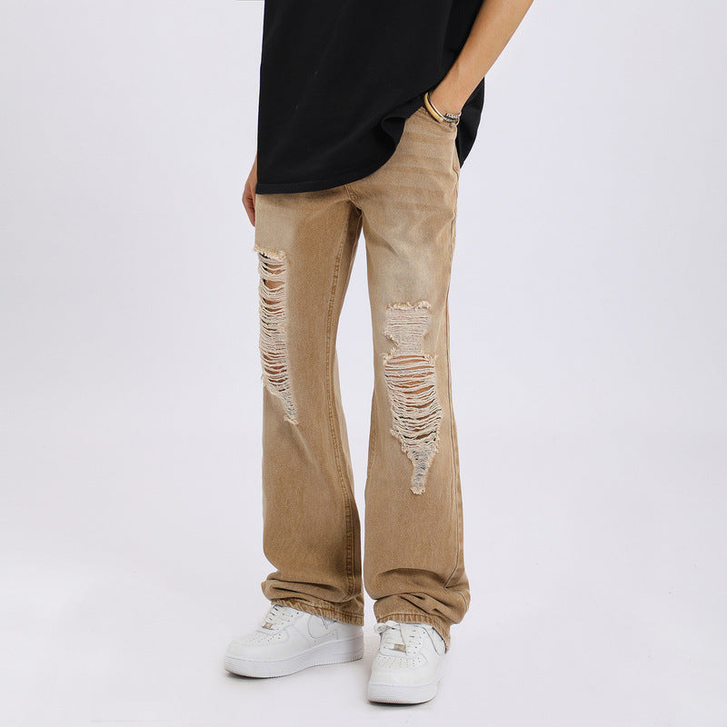 Men Jeans Ripped Jeans Men's Autumn Loose Straight Wide Leg Pants