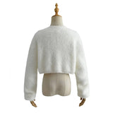 Women Sweater Knitwear Loose Sexy Long Sleeve Knitwear Casual Autumn Sweater Short Furry Coat