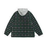 Unisex Winter Cotton Coat Plaid Hooded Fleece Padded Coat Vintage Loose and Warm Cotton-Padded Coat