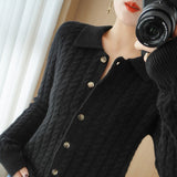 Women Knitted Cardigan Autumn and Winter Loose Lapel Knitted Cardigan Sweater Coat
