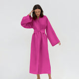 Women Dress Autumn and Winter Leisure Pink Loose Long Dress