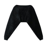 Women Sweater Knitwear Sexy Short Navel Knitted Top High Waist Loose Plush Cardigan Coat