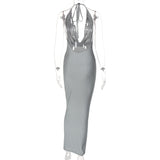 Women Dresses Summer Sexy V-neck Backless Slim Fit Sleeveless Dress