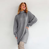 Women Dress Autumn and Winter Turtleneck Knitted Sweater Dress