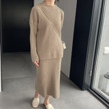 Women Knitted Two-Piece Set Autumn and Winter Suit Skirt Z822