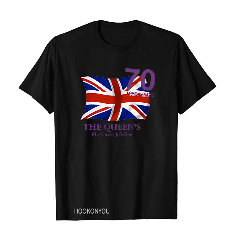 Inspired by Queen's Platinum Jubilee 2022 Elizabeth 70 Years T-shirt Logo Printed Short Sleeve T-shirt