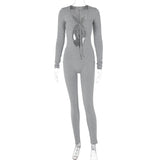 Women Jumpsuit Autumn Sexy Chest Hollow Slim Fit Long Sleeve Jumpsuit