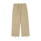 Men Sweatpants Workwear Wide-Leg Casual Pants Pleated Straight Loose Drawstring Ankle-Tied Trousers