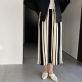 Women Knitted Skirt Fall Winter Skirt Black and White Stripes Tassel Dress