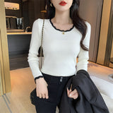 Women Knitted Pullover Autumn and Winter Slim Fit Sweater Cropped Top