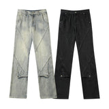 Men Jeans Straight Jeans Loose Wide Leg Pants Denim Trousers