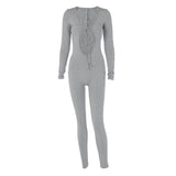 Women Jumpsuit Autumn Sexy Chest Hollow Slim Fit Long Sleeve Jumpsuit