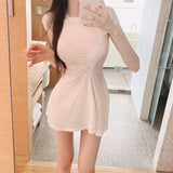 Women Dresses Short Sleeve Pleated Dress