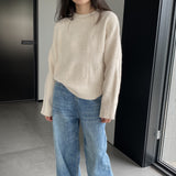 Women Winter Knitted Sweater round Neck Thick Sweater Autumn and Winter Loose-Fitting Long Sleeve Sweater 8t3120