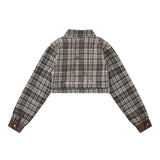 Women Jacket Autumn Plaid Long Sleeve Coat