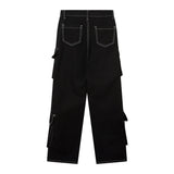 Women Pants Multi-Pocket Jeans Trousers