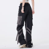 Men Sweatpants Punk Hip Hop Stitching Contrast Color Wide-Leg Workwear Trousers