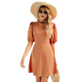 Women Dress Spring and Summer Sexy Backless Slim Fit Puff Sleeve Dress