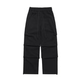 Men Sweatpants Pleating Straight Casual Pants Summer Pants Solid Color Loose Drawstring Ankle Banded Pants