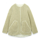 Women Jacket Faux Lamb Fleece Jacket Slim Fit Casual Loose Cardigan round Neck Zipper