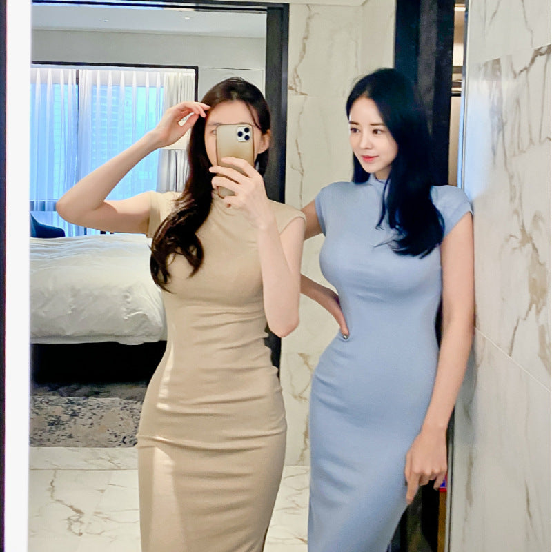 Women Dresses Turtleneck Sleeveless Dress